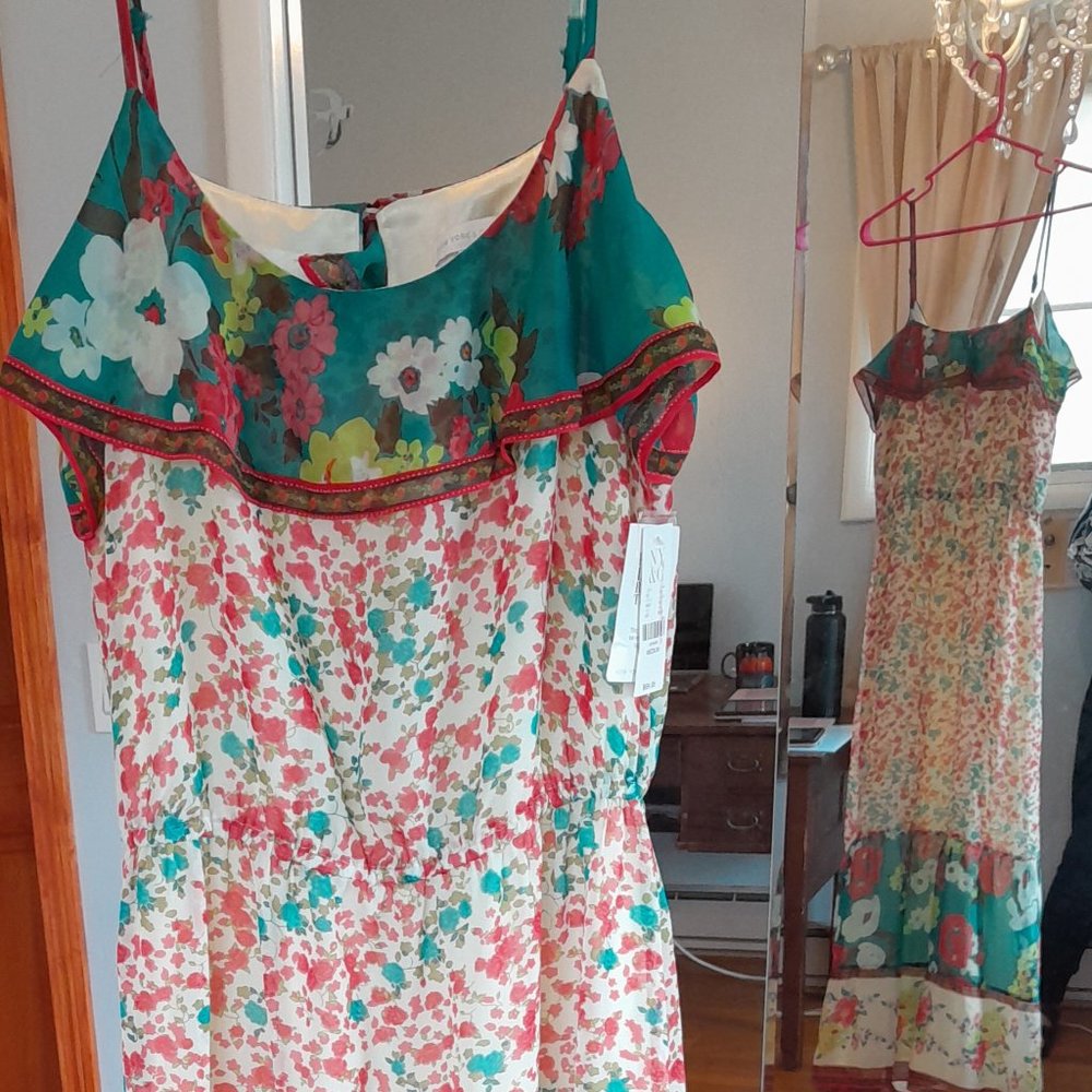 Colorful floor length dress, New York and Company, size M